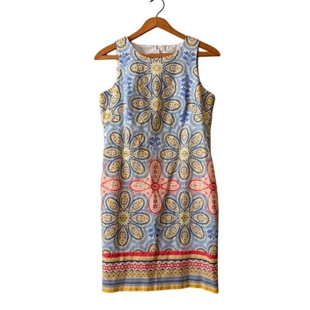 London Times Medallion Sleeveless Shift Dress 6 Preppy Floral Lilly Pulitzer Sty